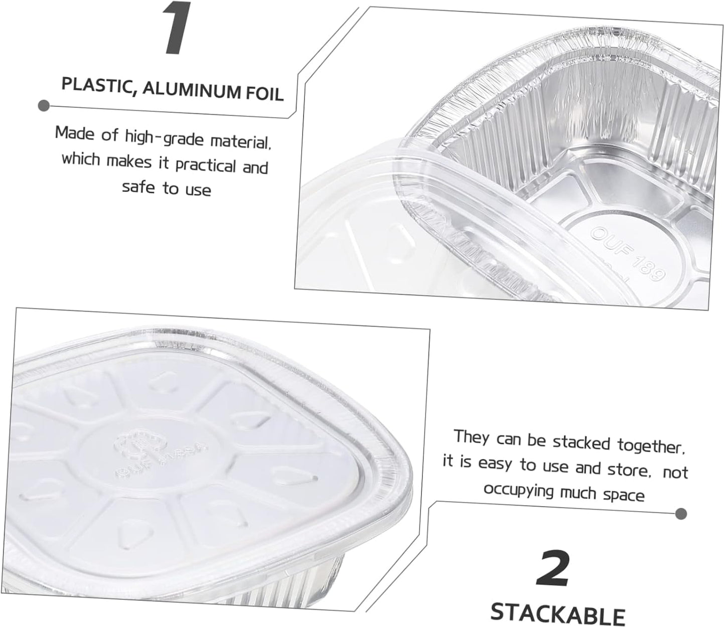 10Sets Aluminum Foil Food Storage Boxes with Lids Versatile Grill Tray Air Fryer Baking Pans for Bbq Meal Prep and Catering Events Stackable Design