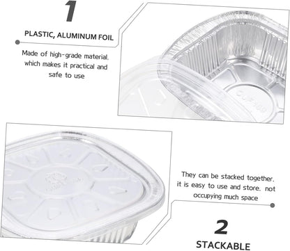 10Sets Aluminum Foil Food Storage Boxes with Lids Versatile Grill Tray Air Fryer Baking Pans for Bbq Meal Prep and Catering Events Stackable Design