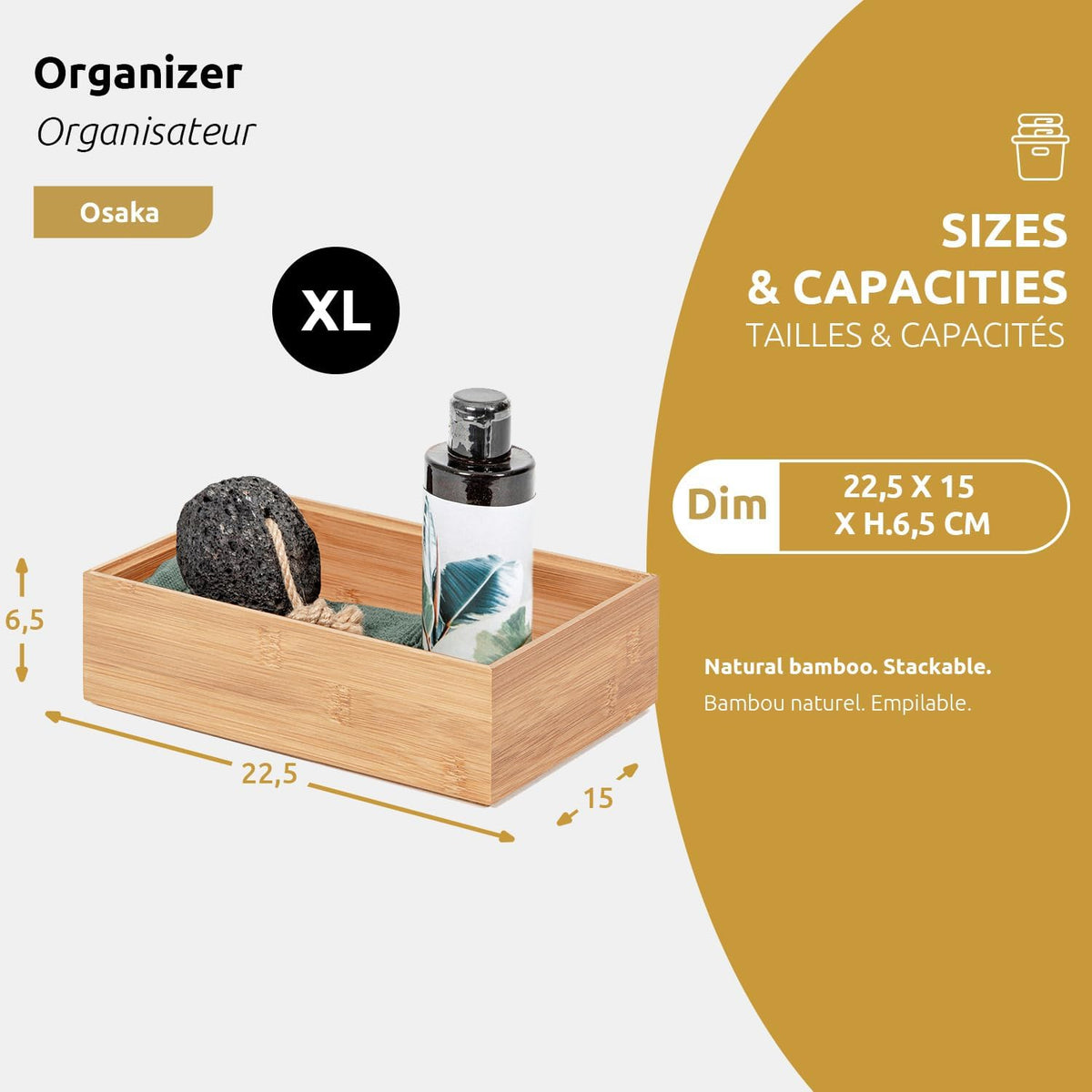 Compactor Osaka Organizer - Nature Collection, Size M | Eco-Friendly Bamboo Storage Solution
