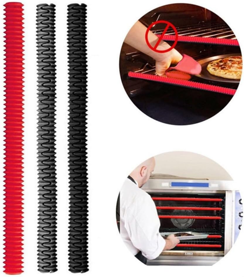 Silicone Oven Rack Guards Heat Resistant Edge Protectors Prevent Burns Dishwasher Safe 2 Pack(Black)
