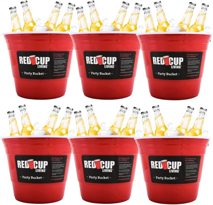 Red Cup Living Large Party Ice Bucket, 201 oz Insulated Drink Cooler for Parties, Bar & Kitchen, Durable Plastic Beer, Wine & Champagne Beverage Tub for Holiday