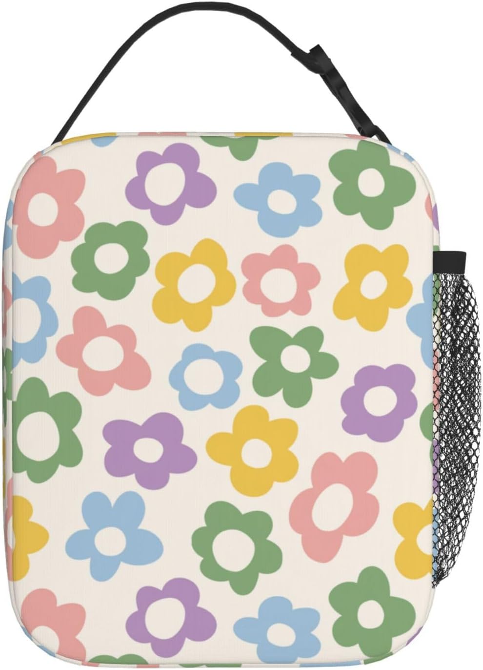 70s Retro Mushroom Floral Insulated Lunch Bag Reusable Cooler Lunch Box Portable Leakproof Thermal Container Tote Bags for Girls Boys School Travel