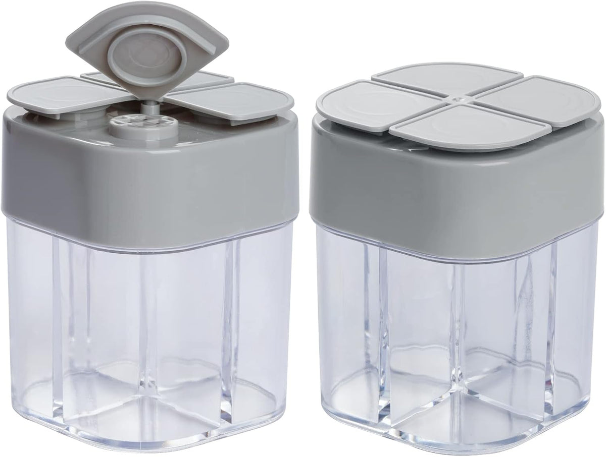 2 Pack Spice Container Salt and Pepper Seasoning Shaker Jars White Grey
