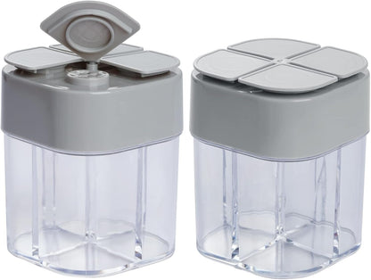 2 Pack Spice Container Salt and Pepper Seasoning Shaker Jars White Grey
