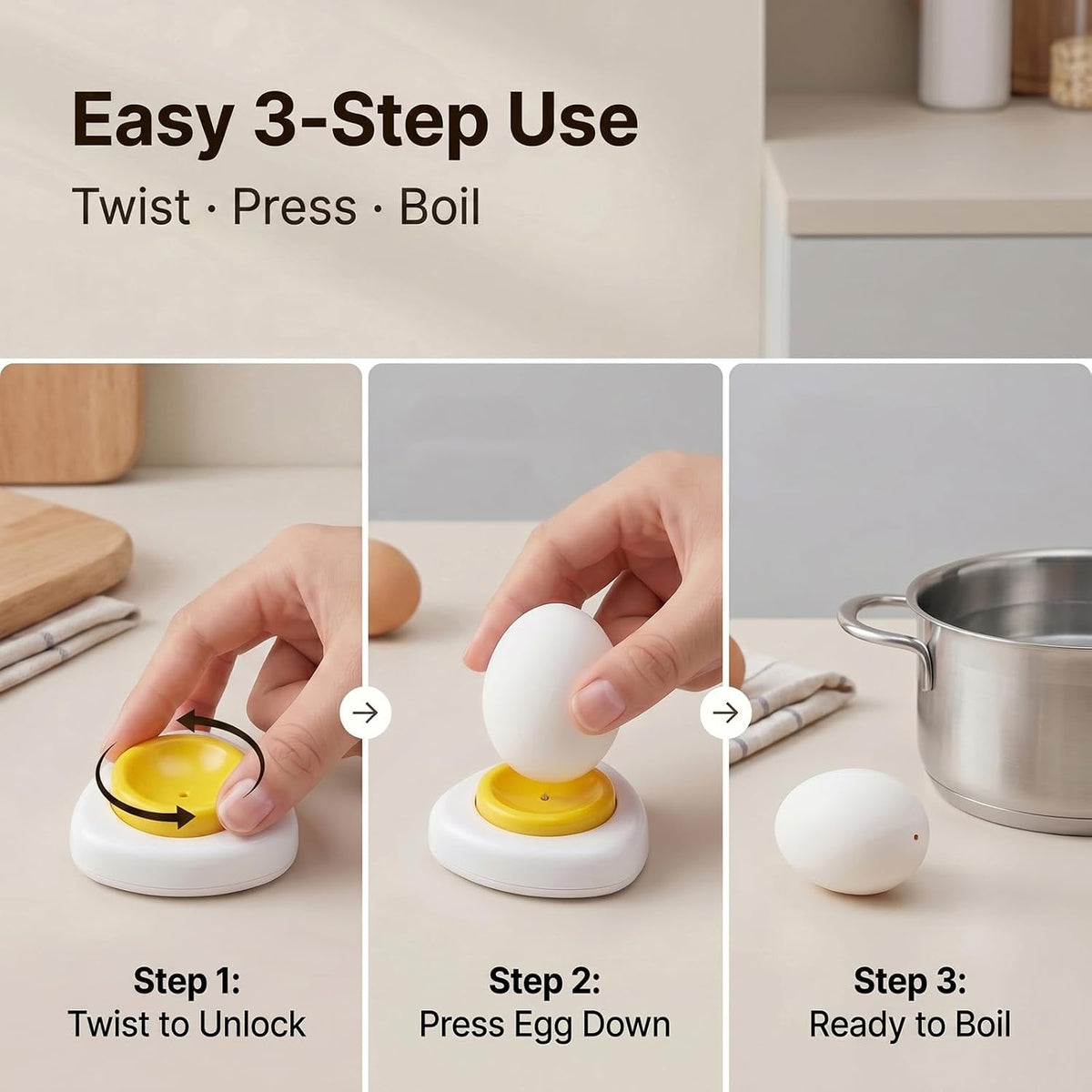 Magnetic Egg Piercer for Hard Boiled Eggs Safety Lock