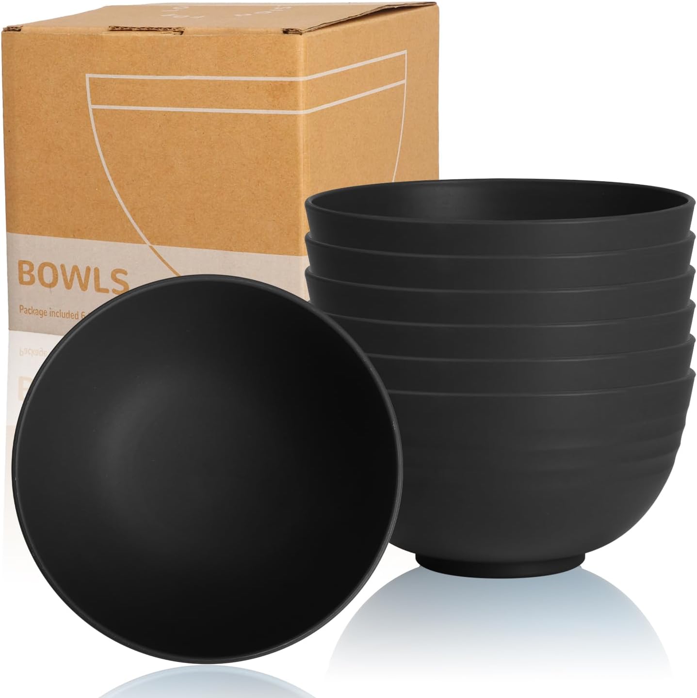 Wrova Wheat Straw Bowls for Kitchen set of 6,Anti-Scald Thick Soup Bowls 40oz,Microwave and Dishwasher Safe Bowl Sets, Unbreakable Cereal Bowl Sets. Vibrant Series