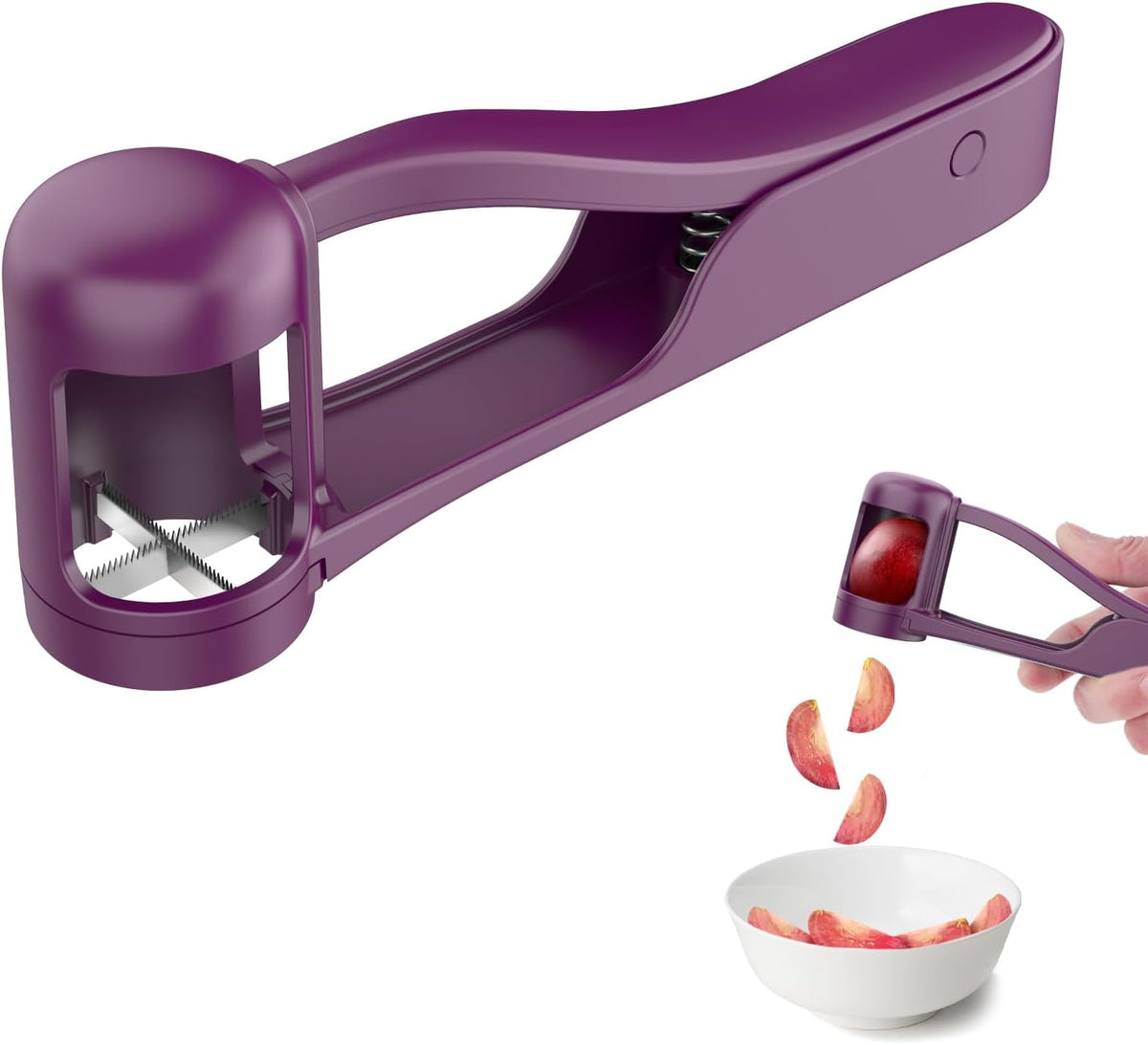 Luvan Grape Cutter for Toddlers, Grape Slicer Tool, Grape Tomato Cherry Strawberry Cutter Tools Into 4 Pieces for Vegetable Fruit Salad, Stainless Steel Quarter Grape Slicer Kitchen Gadget