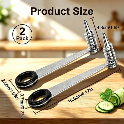 2 Pack Piranha Spiral Cutter, Stainless Steel Potatoes Spiral Cutter
