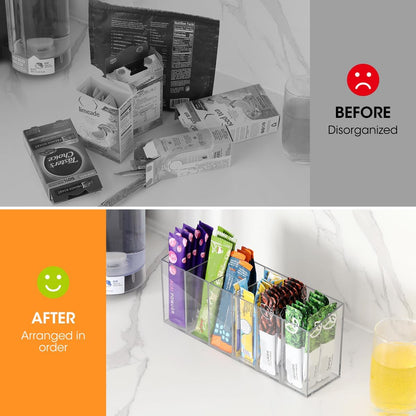 AIEVE Extra Large Drink Packet Organizer, 360° Lazy Susan Rotating Turntable for Larger Powder Drink Mix, Hydration Packets Acrylic Pantry Organizers for Kitchen Storage Organization