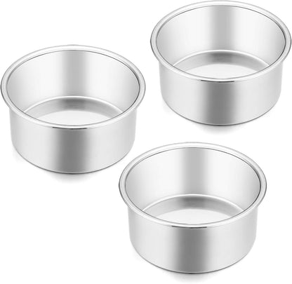 E-far 4 Inch Small Cake Pan, Stainless Steel Mini Round Smash Cake Baking Pans, Non-Toxic & Healthy, Mirror Finish & Dishwasher Safe