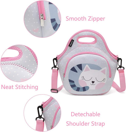 VASCHY Lunch Bag for Kids, Insulated Neoprene Lightweight Lunch Box Bag for Children Boys and Girls School Daycare Kindergarten Dinosaur