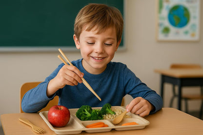 Eco-Friendly Travel Utensils Set: Lightweight Bamboo Forks, Spoons, Knives in Wooden Case, Reusable Utensils for Lunch Box, Kids Camping Cutlery, Sustainable Portable Flatware