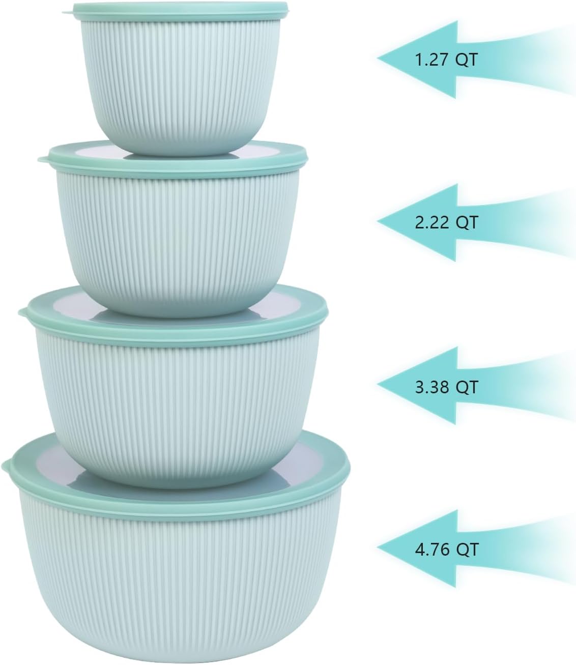 BoxedHome Plastic Mixing Bowls with Lids Set,4.97QT Large Capacity Deep Nesting Bowl,8 Pieces Set BPA-Free Prep Bowls,Dishwasher & Microwave Safe,Beige