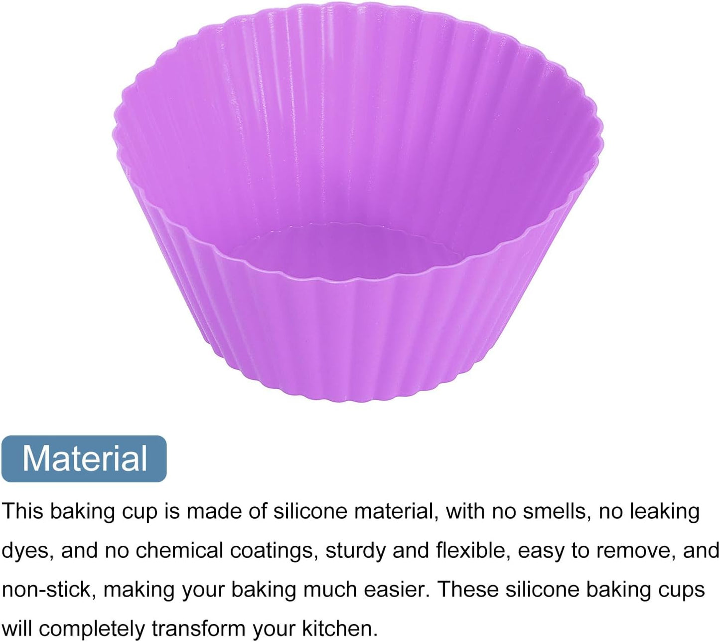 uxcell 18Pcs Silicone Cupcake Liners, Non-Stick Baking Cups, for Cooking Eggs, Baking Muffins and Make a Cake(Pink)