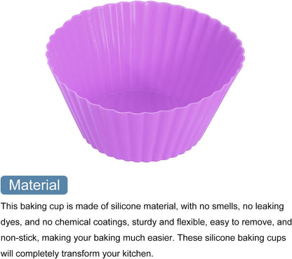 uxcell 18Pcs Silicone Cupcake Liners, Non-Stick Baking Cups, for Cooking Eggs, Baking Muffins and Make a Cake(Pink)