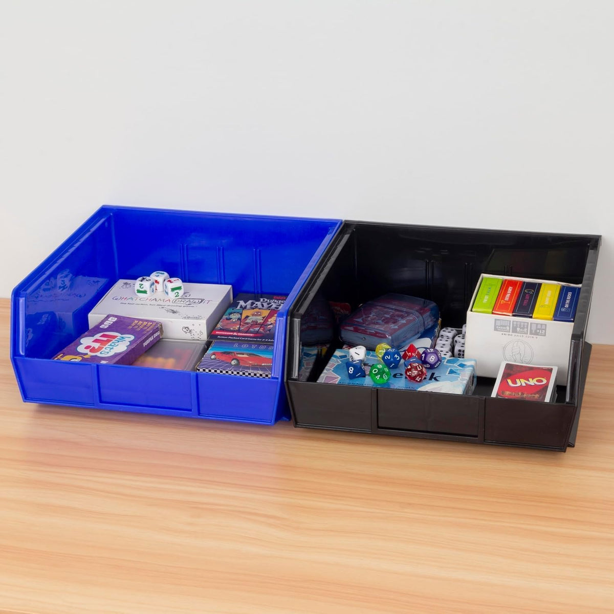 Akro-Mils 30235 AkroBins Plastic Storage Bins, Space-Saving Stackable Bins for Garage, Pantry, Craft Organization, 11" x 11" x 5", Clear, 6-Pack