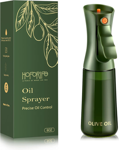 Glass Olive Oil Sprayer for Cooking 7.6 oz (Olive Green Bottle)