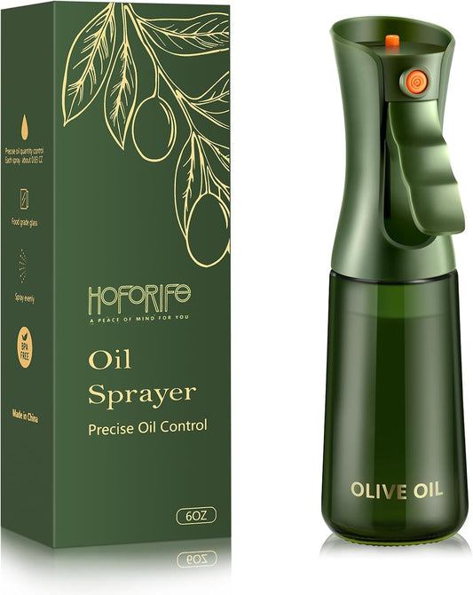 Glass Olive Oil Sprayer for Cooking 7.6 oz (Olive Green Bottle)