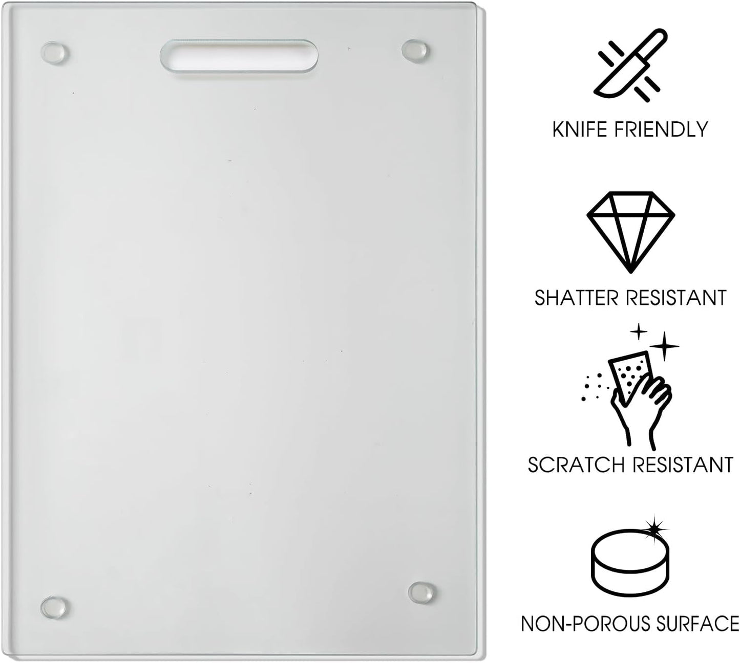 JAMBALAY Tempered Glass Cutting Boards for Kitchen, 16"x12" Clear Glass Cutting Board Set, 2Pcs Chopping Board with Rubber Non Slip Feet, Heat Resistant, Shatter Resistant, Dishwasher Safe