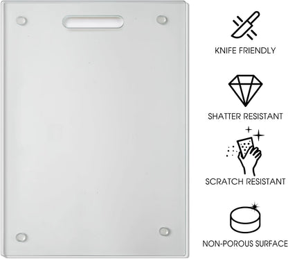 JAMBALAY Tempered Glass Cutting Boards for Kitchen, 16"x12" Clear Glass Cutting Board Set, 2Pcs Chopping Board with Rubber Non Slip Feet, Heat Resistant, Shatter Resistant, Dishwasher Safe