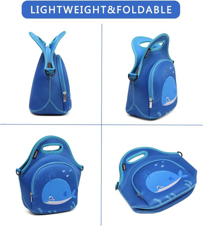 VASCHY Lunch Bag for Kids, Insulated Neoprene Lightweight Lunch Box Bag for Children Boys and Girls School Daycare Kindergarten Dinosaur