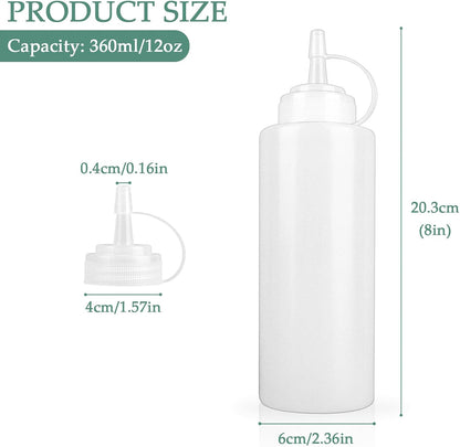 3-Pack 12 oz Semi-Transparent Soft Plastic Condiment Squeeze Bottles, Ideal for Syrup, Sauce, Oil, and Cream, Plastic Squirt Bottles for Kitchen, Coffee Bar