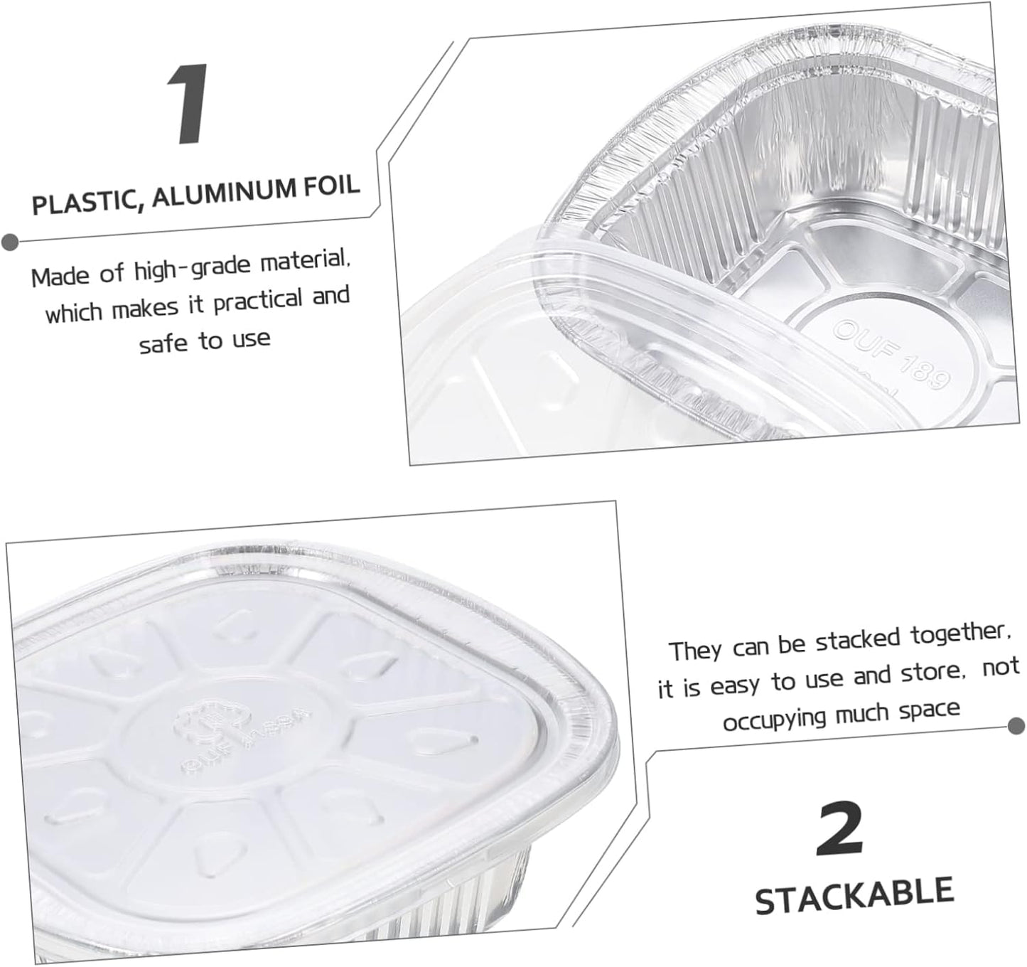 PRETYZOOM Square Aluminum Foil Tray Lid – 10 Sets of BBQ Grill Baking Containers Food Takeout Boxes Oven Safe for Air Fryers and Meal Prep