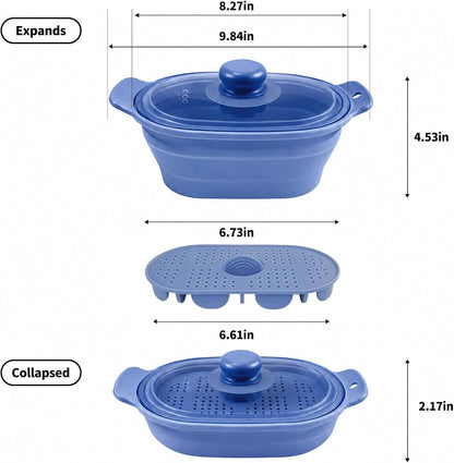 40oz Silicone Microwave Steamer For Cooking Food, Vegetable Steamer, Grey