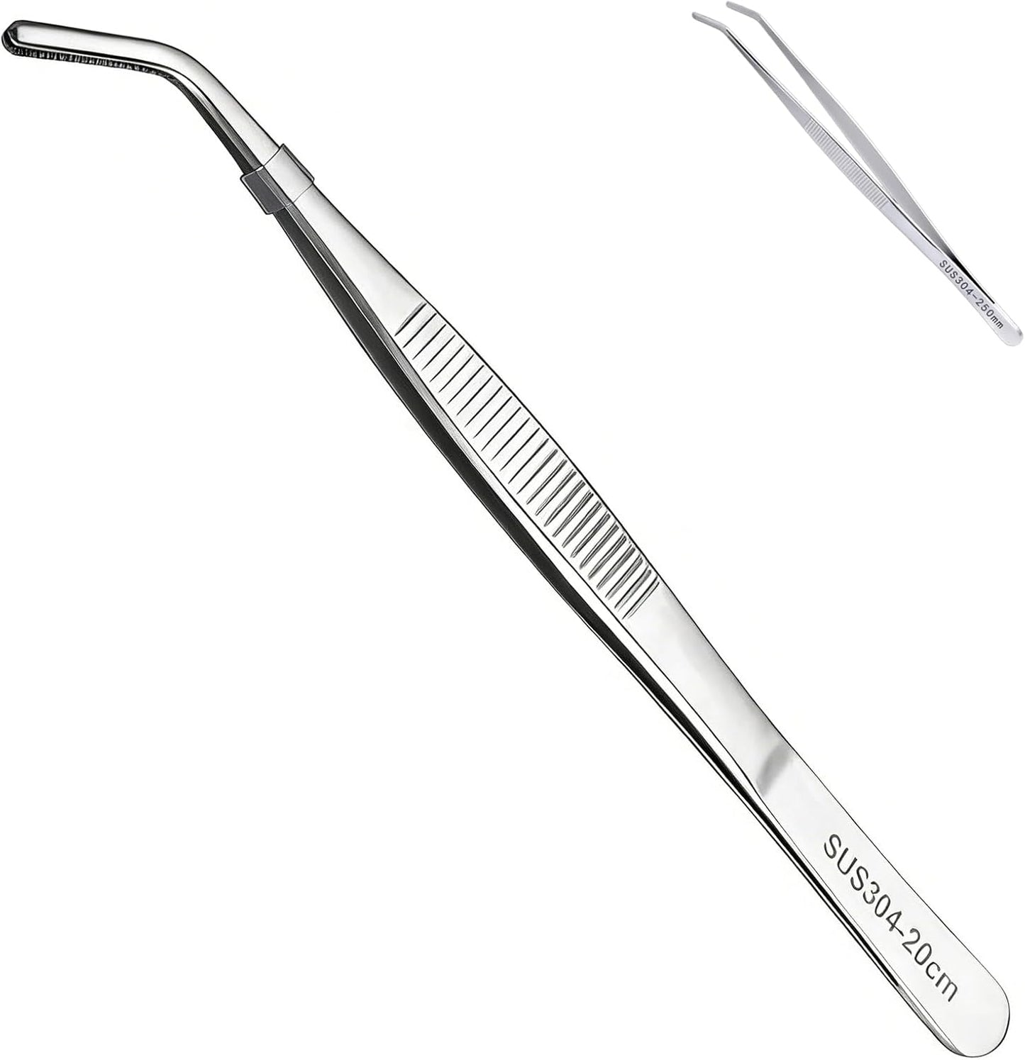 2-Pack 12-Inch BBQ Kitchen Tweezers Tongs, Extra-Long Stainless Steel Cooking Tweezers Dishwasher Safe for Grilling, Baking & Food Prep (12Inch BBQ Tongs)