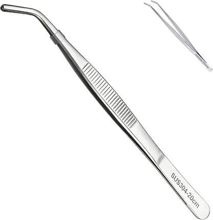 2-Pack 12-Inch BBQ Kitchen Tweezers Tongs, Extra-Long Stainless Steel Cooking Tweezers Dishwasher Safe for Grilling, Baking & Food Prep (12Inch BBQ Tongs)
