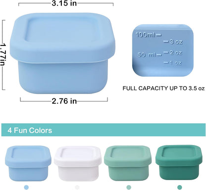Finorder 6 Pack 3.5 oz Silicone Food Storage Containers Leak Proof Food Snack Storage Cubes,Reusable Small Containers with Lids Freezer Dishwasher Safe Lunch Box for Picnic, Gym, Work