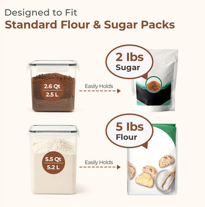 ComSaf Rice Container Set of 2(9.5L/10Qt), Large Airtight Food Storage Containers with Lid and Rice Washer, Plastic Canisters Sets for The Kitchen, Pantry Organizers for Flour, Cereal and Cooking