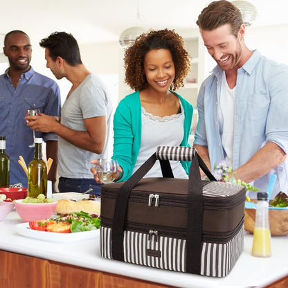 Expandable Casserole Carrier Bag - Double Decker Food Bag, Insulated Casserole Carrier for Hot or Cold Food, Lasagna Holder Tote for Picnics,Beaches,Traveling or Gifts