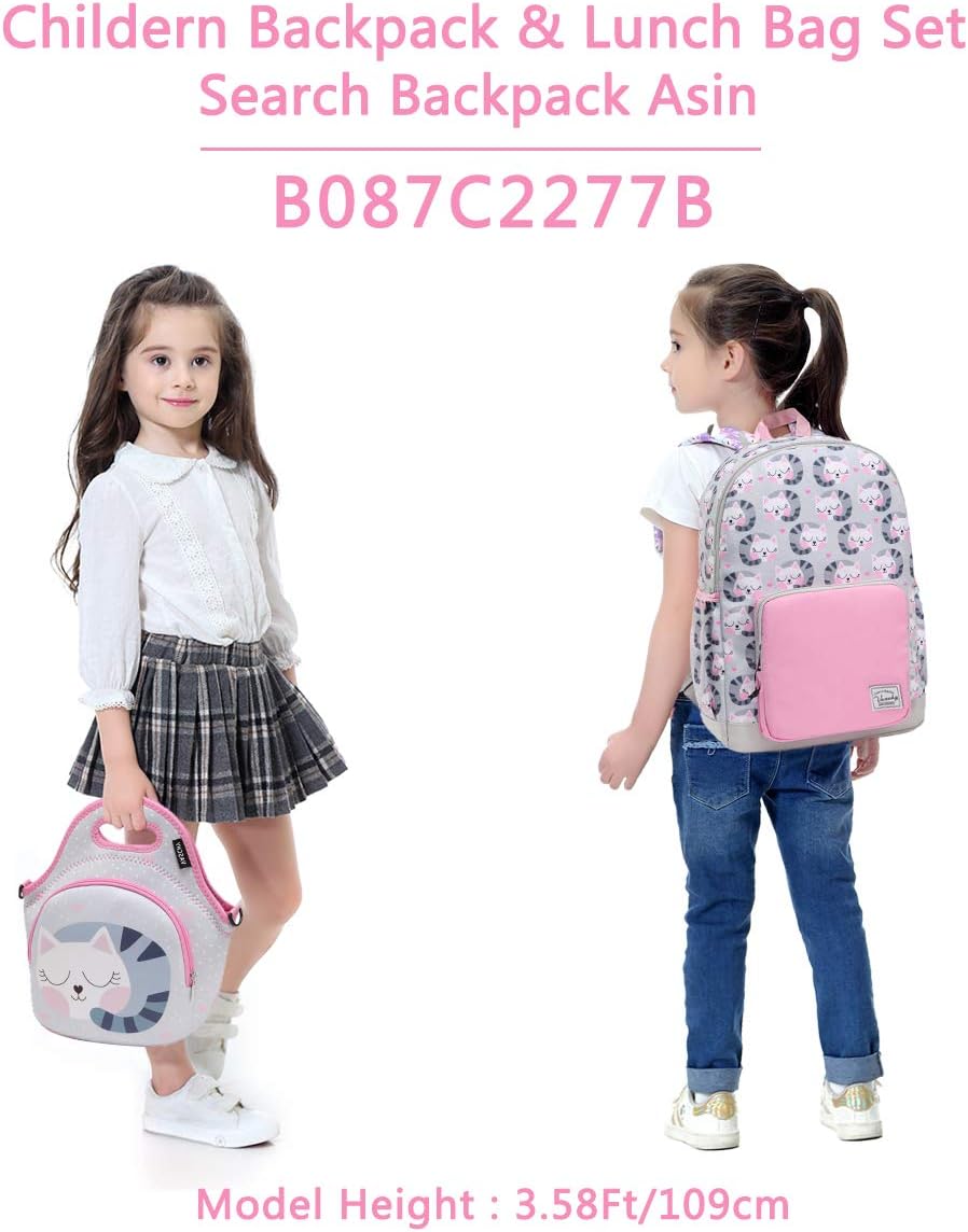 VASCHY Lunch Bag for Kids, Insulated Neoprene Lightweight Lunch Box Bag for Children Boys and Girls School Daycare Kindergarten Dinosaur