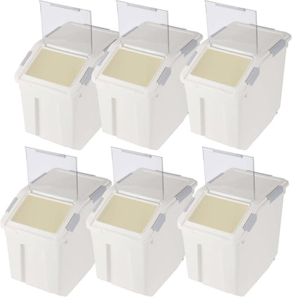 EonTone [2-Pack] 30 lbs Rice Storage Container, 15L Airtight Food Bin with Wheels for Flour, Pet Food