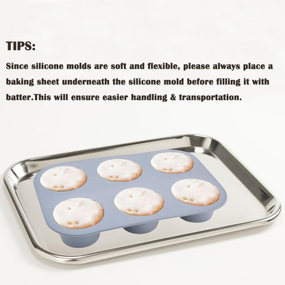 24 Cups Silicone Mini Muffin Pan Set, Nonstick Mini Cupcake Pans, BPA Free Small Muffin Tin for Baking, Set of 2 (Green+Purple)