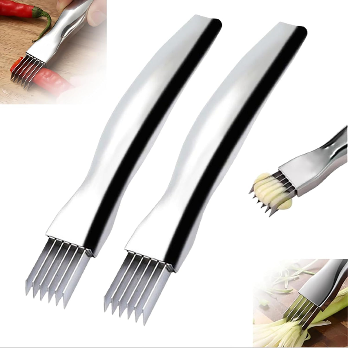 Onion Slice, 2026 Upgrade Shred Silk The Knife Stainless Steel Chopped Green Onion Knife Kitchen Vegetable Cutter Household Multifunctional Food Slicer Sharp Scallion Shredding Cutter