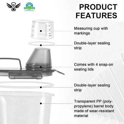 LEAWALK Airtight Small Cat Dog Pet Food Storage Containers BPA Free, with Large Pour Spout/1 Measuring Cup/ 4 Safety Locks and Double-layer Silicone Strip (Olive Gray x 2, 3L-2pack)