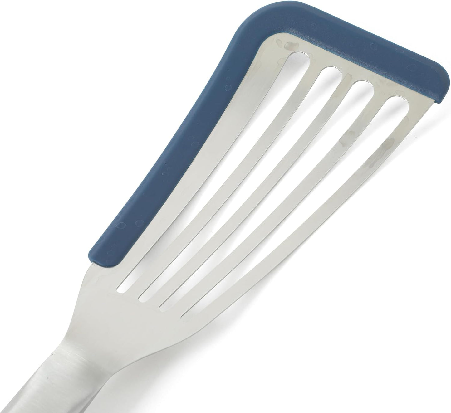 Calphalon Slotted Turner, Kitchen Flipping Spatula, Slotted Spatula, Stainless Steel Turner with Silicone Heat Resistance Handle, Nonstick-Safe Spatula for Draining and Flipping (Navy)