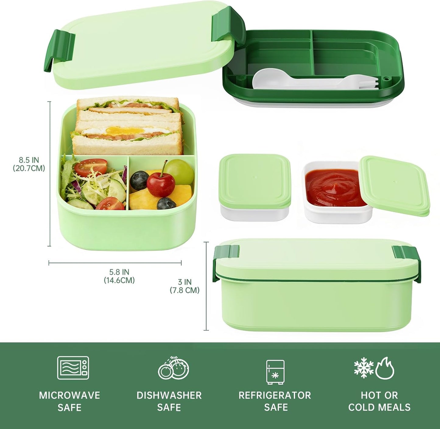 JBGOYON Bento Box and Lunch Bag Set, Leak-Proof Lunch Box for Adults and Kids with Built-in Utensils, Insulated for Work School Travel, Microwave & Dishwasher Safe, All-in-One (Purple)