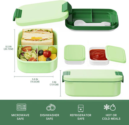 JBGOYON Bento Box and Lunch Bag Set, Leak-Proof Lunch Box for Adults and Kids with Built-in Utensils, Insulated for Work School Travel, Microwave & Dishwasher Safe, All-in-One (Purple)