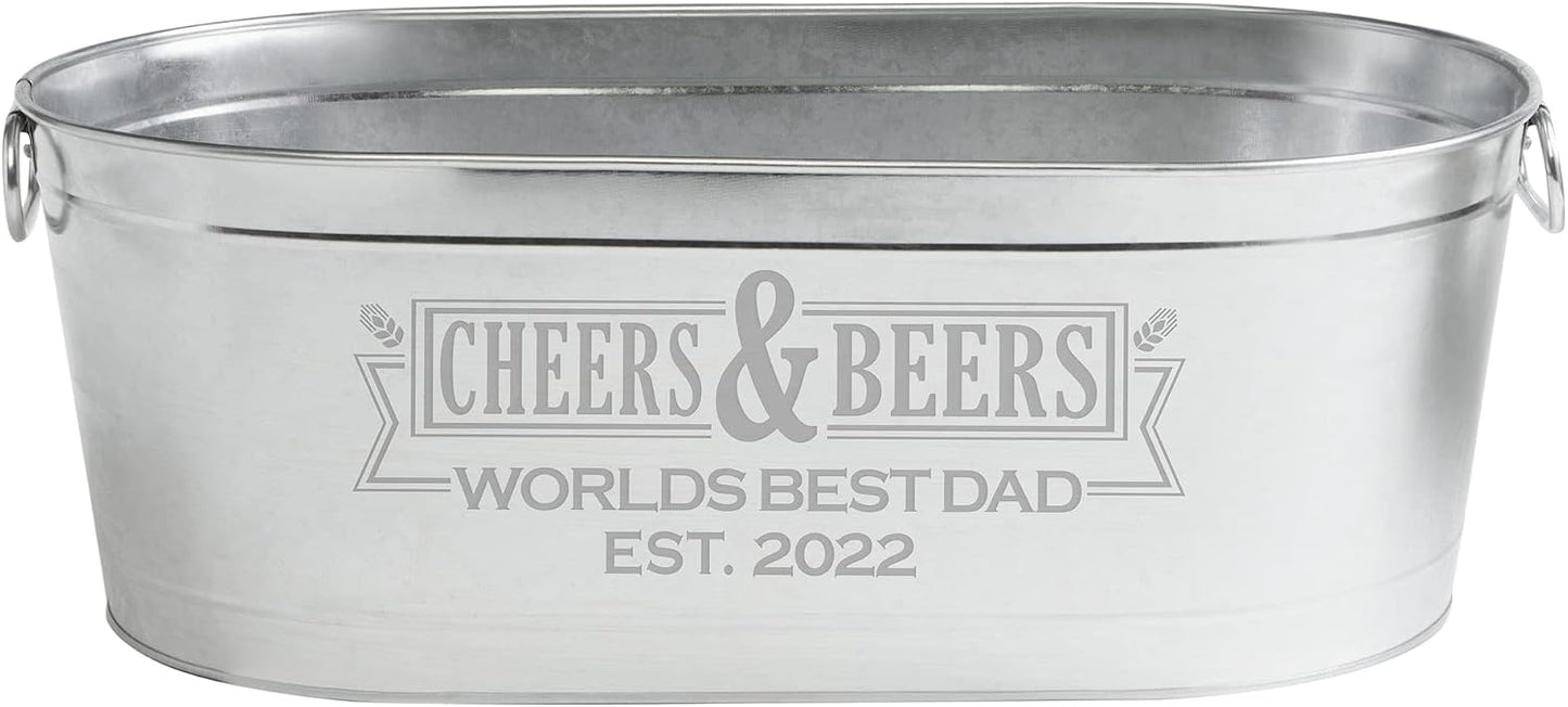 Let's Make Memories Personalized Beverage Tub - Custom Beverage Tub - Customize With Name & initial - Galvanized Drink Tub - 20 ¾"L x 11 ¾"W x 7" H - 5.5 Gallons