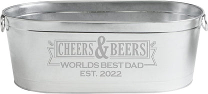 Let's Make Memories Personalized Beverage Tub - Custom Beverage Tub - Customize With Name & initial - Galvanized Drink Tub - 20 ¾"L x 11 ¾"W x 7" H - 5.5 Gallons
