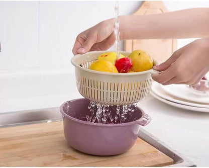 Colander for Kitchen, 2 in 1 Double Layer Strainer and Washing Basket Bowl Set, BPA-Free Plastic Dishwasher Safe for Fruits Vegetables Pasta and Salad