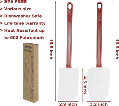 High Heat Resistant Silicone Scraper Spoon Commercial Spatula for Cooking, Rubber Spatula Set of 2 (9.5'')