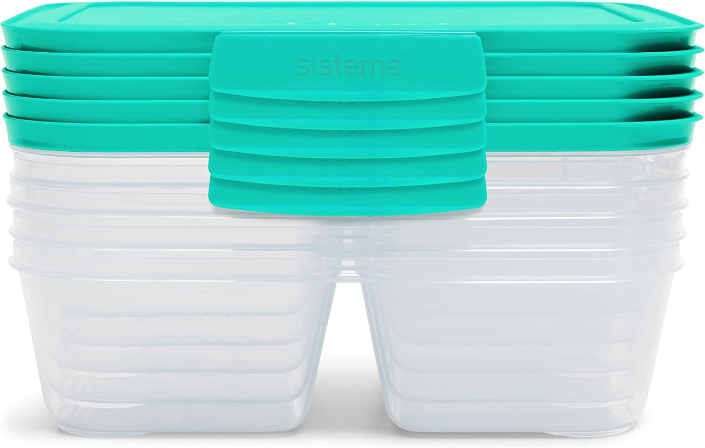 Sistema Nest It Meal Prep Food Storage Containers, 3 Compartments, 8 Cups, BPA-Free, 5-Pack