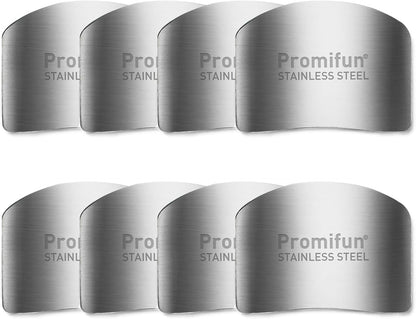 Promifun Finger Guards for Cutting, 8 Pcs Stainless Steel Finger Protector for Cutting Food, Knife Guard, Chopping Protector for Dicing and Slicing in Kitchens