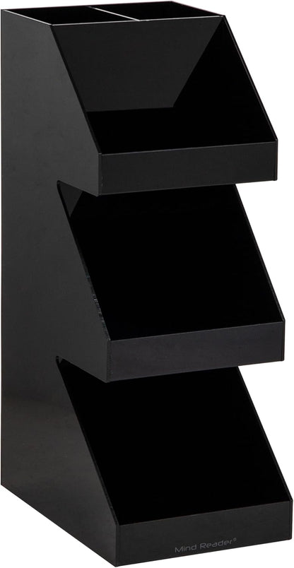 Mind Reader Cup and Lid Dispenser, Countertop Org, Coffee Bar, Beverage Cup, Kitchen, Breakroom, Black