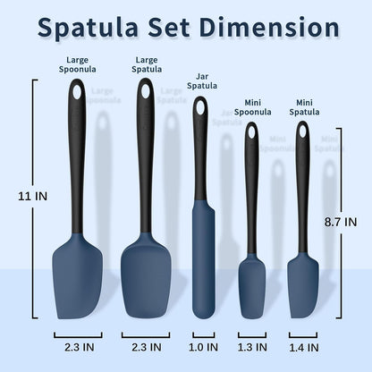 Coukre Silicone Spatula Set of 5,High Temperature Resistant, Food Grade Silicone, Dishwasher Safe, for Baking, Cooking (Aqua Green)
