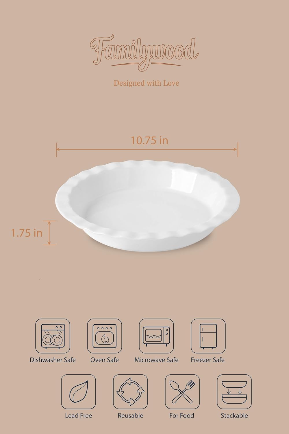 9 Inch Porcelain White Pie Pans – Set of 2, 40 oz Fluted Edge Non-Stick Baking Dishes for Apple Pies, Quiches, Pot Pies & Desserts – Pie Plates, Quiche Dish, Pie Weights Compatible
